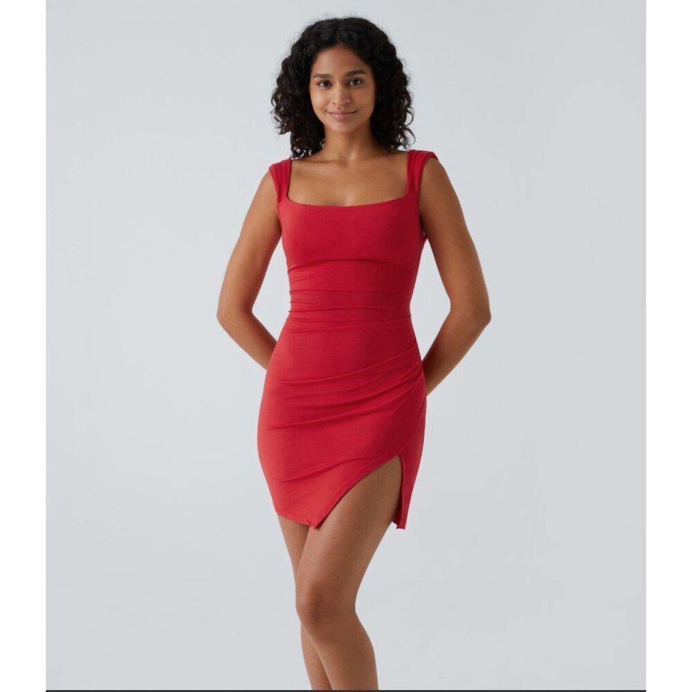 Halara Form Fitting Dress Tie Back Mini Sexy Red Bodycon Dress Size Medium